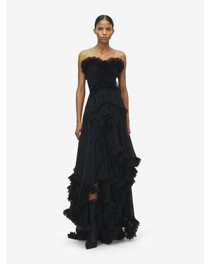 McQueen Ruffled Evening Dress - Black