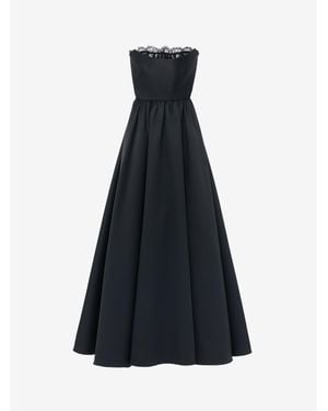 McQueen Lace Trim Evening Dress - Blue