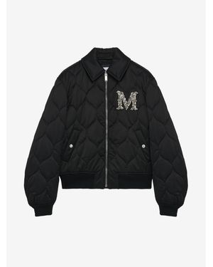 McQueen Crystal Logo Quilted Jacket - Blue