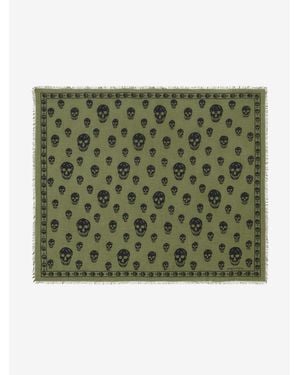 McQueen Classic Skull Scarf - Green