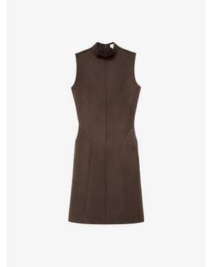 McQueen Wool Barathea Mini Dress - Brown
