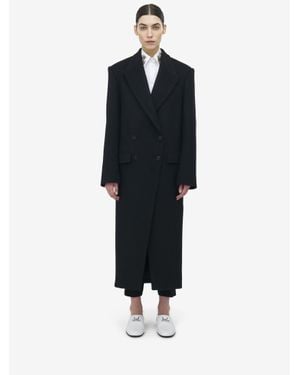 McQueen Double-Breasted Wool Felt Coat - Blue