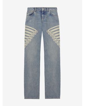 McQueen Metallic Frogging Straight Leg Jeans - Blue