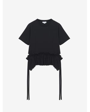 McQueen Lace Peplum T-Shirt - Black