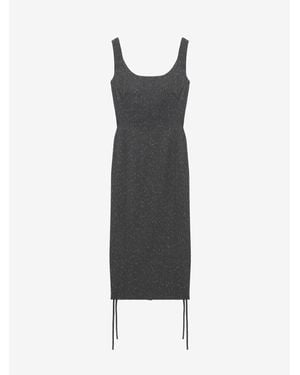 McQueen Corset Lace Flecked Pinstripe Pencil Dress - Grey