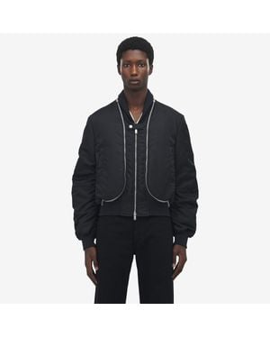 McQueen ジップディテール クロップド ボンバージャケット - ブラック