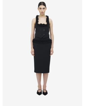 McQueen Slashed Buttoned Pencil Skirt - Black