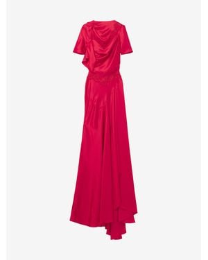 McQueen Lace Trim Evening Dress - Pink