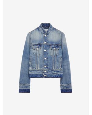 McQueen Stand Collar Denim Jacket - Blue