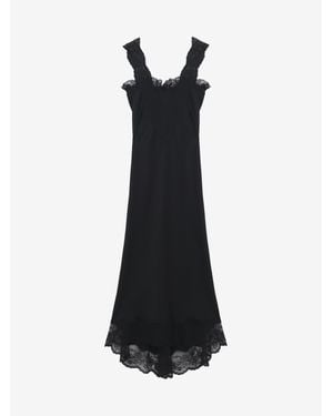 McQueen Lace Trim Midi Dress - Black