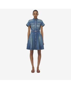McQueen フレア シャツドレス ブルー | Lyst