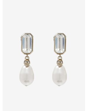McQueen Skull & Crystal Earrings - White