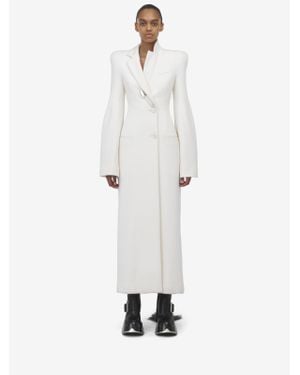 McQueen Moulded Shoulder Double-Breasted Coat - White