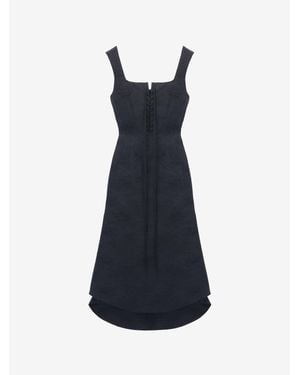 McQueen Floral Jacquard Lace-Up Dress - Blue