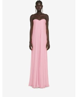 McQueen Draped Sweetheart-neck Silk Maxi Dress - Pink