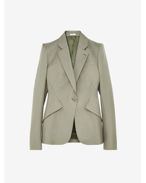 McQueen Wool Gabardine Single-Breasted Jacket - Green