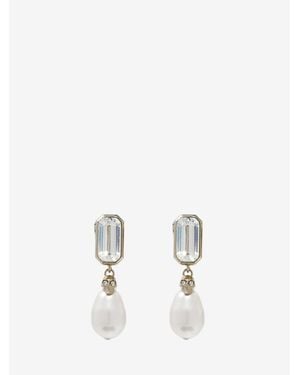McQueen Skull & Crystal Earrings - White
