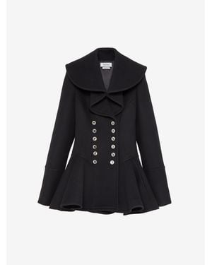 McQueen Waterfall Collar Coat - Black