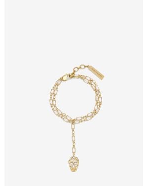 McQueen Pavé Skull Bracelet - White