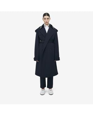 コート Alexander Mcqueen Midnight Blue Wool Trench Coat Alexander McQueen Midnight Blue Wool Trench Coat | italist
