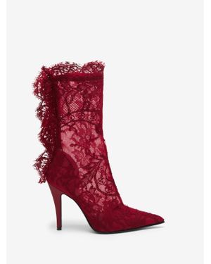McQueen Heron Lace Boot - Red