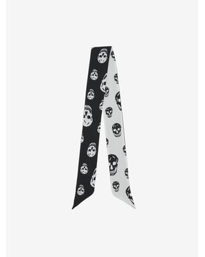 McQueen Ribbon Skull Scarf - White