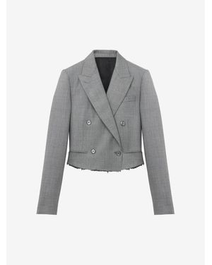 McQueen Cropped Double-Breasted Jacket - Grey