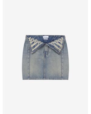 McQueen Metallic Frogging Fold Over Mini Skirt - Blue