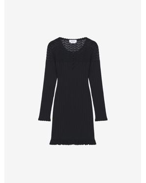 McQueen Pointelle Knit Mini Dress - Black