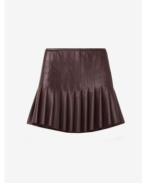 McQueen Leather Pleated Mini Skirt - Red