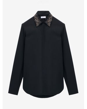 McQueen Tree Of Life' Embroidered Collar Shirt - Blue