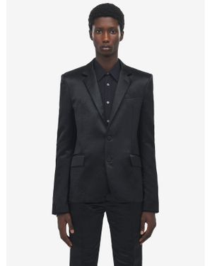 McQueen Hammered Satin Single-Breasted Jacket - Blue