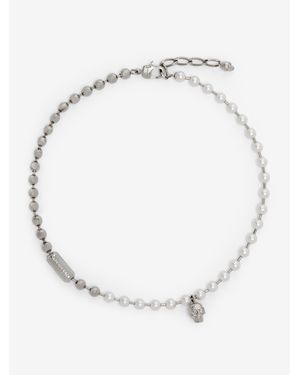McQueen Skull & Pearl Necklace - White