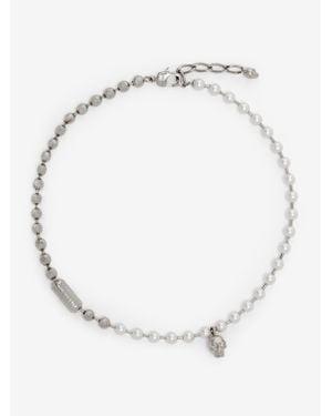 McQueen Skull & Pearl Necklace - White