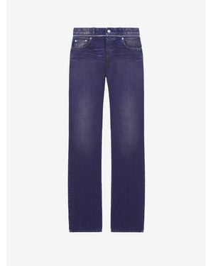 McQueen Slashed Zip Bootcut Jeans - Blue