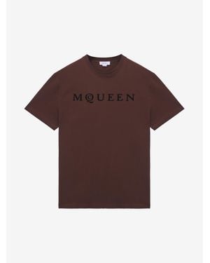 McQueen Flocked Logo T-Shirt - Brown