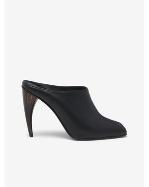 McQueen Horn Heel Mule - Black