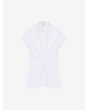 McQueen Gathered Short-Sleeved Shirt - White