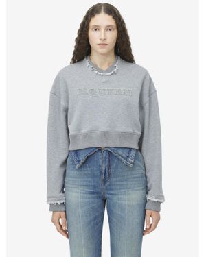 Alexander McQueen Mcqueen Logo Cropped Sweatshirt - Blue