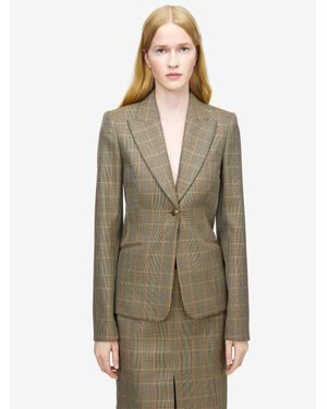 McQueen Country Check Single-Breasted Jacket - Natural