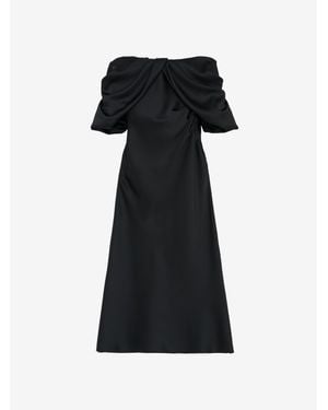 McQueen Off-The-Shoulder Draped Evening Dress - Blue