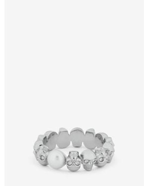 McQueen Skull And Ring - White
