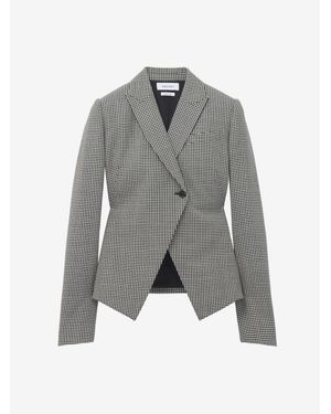 McQueen Gingham Check Cutaway Jacket - Grey