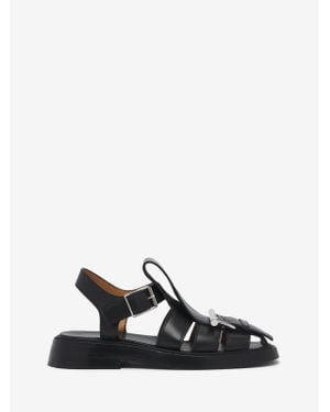 McQueen Flat Sandals - Black
