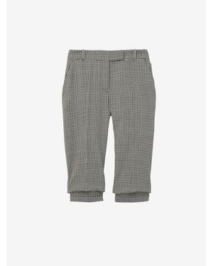 McQueen Gingham Check Tailored Capri Trousers - Grey