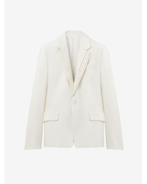 McQueen Pleated Lapel Single-Breasted Jacket - White