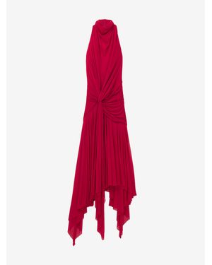 McQueen Asymmetric Draped Dress - Red