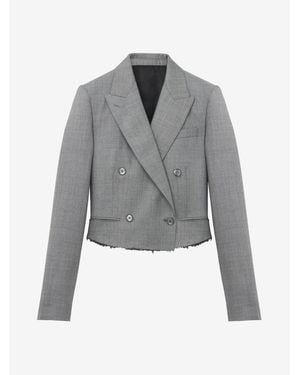 McQueen Cropped Double-Breasted Jacket - Grey