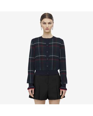 McQueen ウール タータン ジャンパー - ブルー