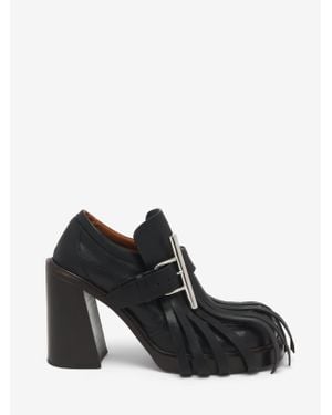 McQueen T-Bar Fringe Heeled Loafer - Black